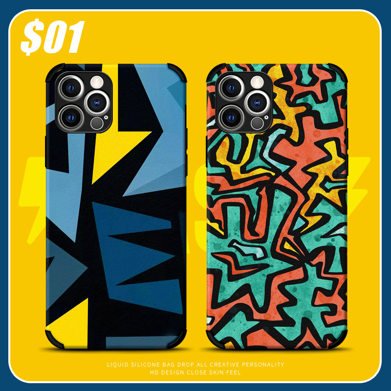 Design sensation niche applicable Apple 13 mobile phone protection shell Huawei new vivo silk ripples oppo graffiti iqoo8 anti-fall reno7 net red mate40 millet 12 tide man red