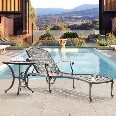 Green Villa outdoor terrace Leisure bed recliner Outdoor cast aluminum recliner Courtyard balcony Swimming pool wrought iron recliner