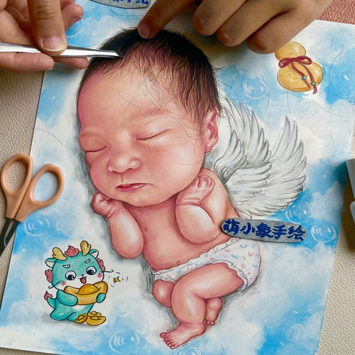 Детская шерстяная картина, сувенир, фоторамка для хранения пуповины ручной работы, ручная роспись, «сделай сам»