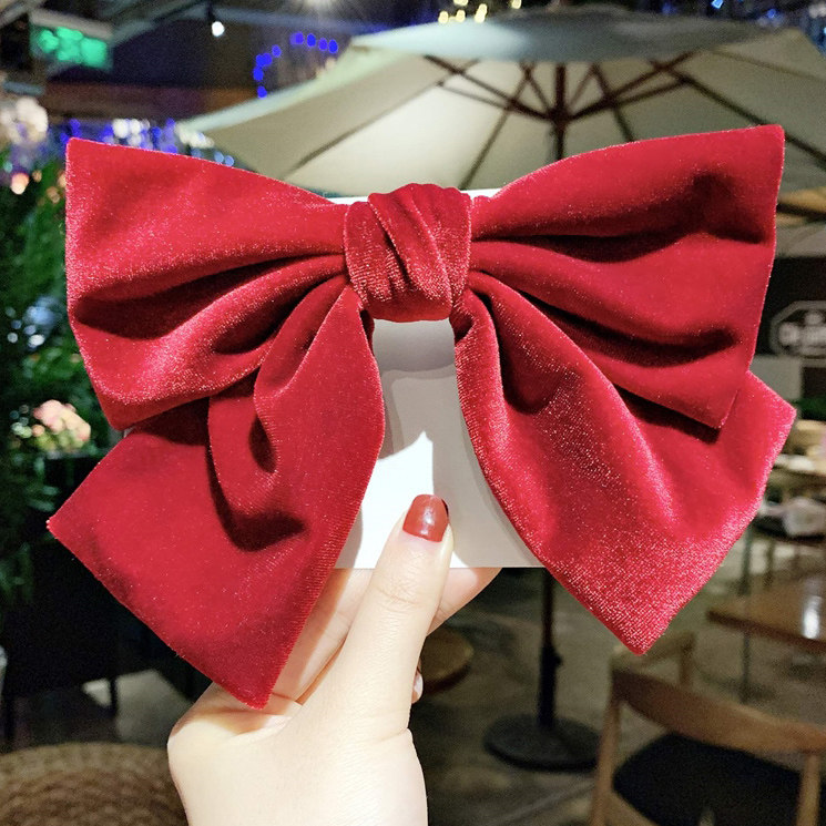 New Year red velvet big bow hairpin back head hair accessories wholesale net red super fairy spring hairpin jk hairpin women