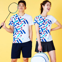 2020 South Korean badminton suit womens new Korean version male running short sleeve womens t-shirt speed dry couple tennis suit