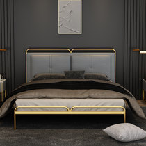 Nordic light luxury technology cloth iron bed net red ins Wind single double bed simple modern thick reinforced reinforced iron bed frame