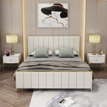 Nordic style light luxury bed modern simple small apartment master bedroom double bed ins Net Red Girl Princess iron bed