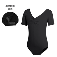 Черный шорт-рукав-открытый промежность