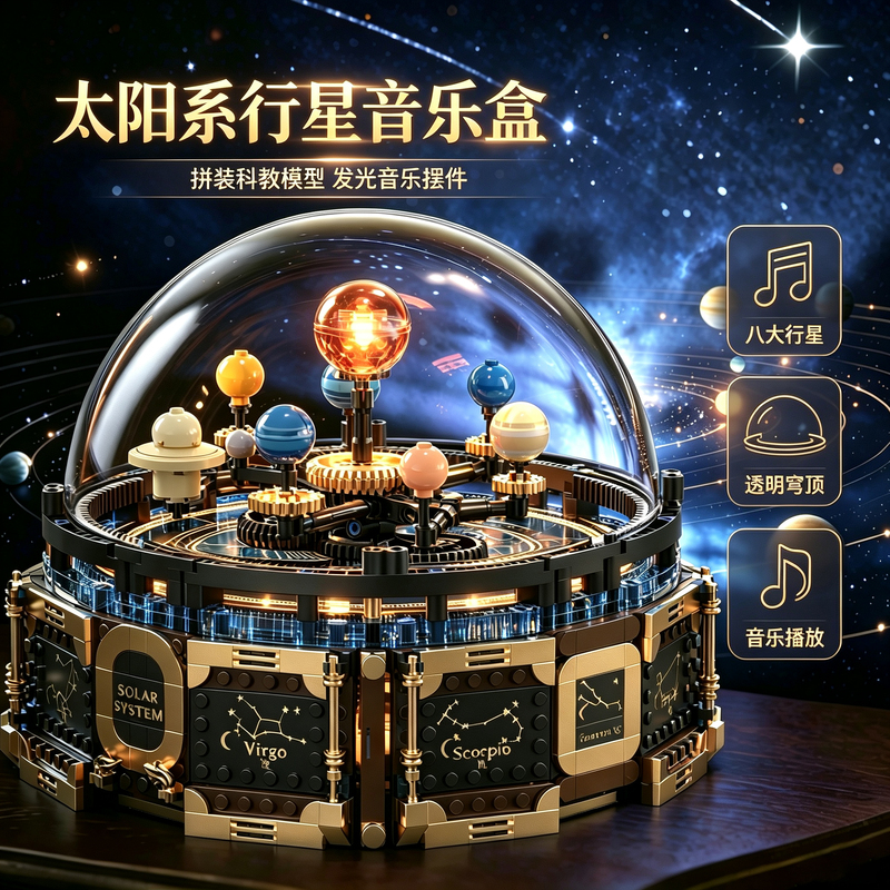 Eight Planets Solar System Model Assembled Music Box Building Blocks Birthday Gift Suitable for Lego Science and Education for Boys and Girls Eight Planets Solar System Model Assembled Music Box Building Blocks Birthday Gift Suitable for Lego Science and Education for Boys and Girls