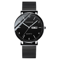 New hot selling mens watch simple business casual quartz watch waterproof luminous leather mesh strap fashionable ultra-thin portable