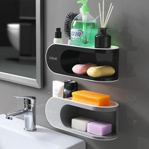 Soap rack-free wall-mounted drain suction cup bathroom storage toilet light luxury double-layer soap box
