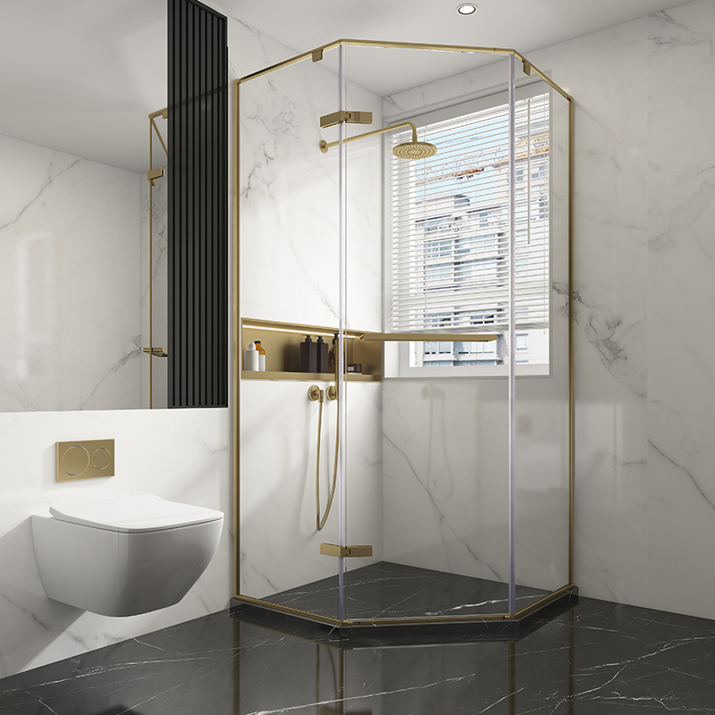 Original golden light luxury extremely narrow diamond shower room partition dressing room dry and wet separation bath room bathroom partition