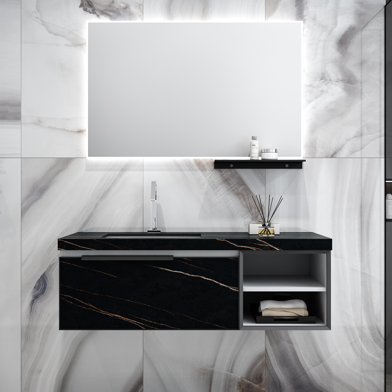 Original rock board bathroom cabinet combination modern simple washbasin cabinet washing hand integrated basin dressing room smart mirror cabinet