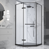 Original very narrow elegant black shower room diamond type household partition glass door bathroom dry and wet separation toilet bath screen