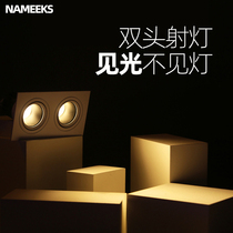 cob bile dart lamp double head led embedded grid lamp spotlight without main lamp lighting design home living room deep anti-glare