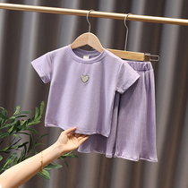 Female baby wide-legged pants suit 2022 Summer children Yangqi 2 thin net red girl Xia and two sets 6 years old