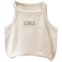 Girls Camisole Summer 2024 New Childrens Outerwear Western Style Childrens White Thin Girl Summer Top