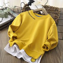 Hand - feel cotton soft boys dress round neck blouse cotton in autumn 2020 big childrens boy fake two Han version