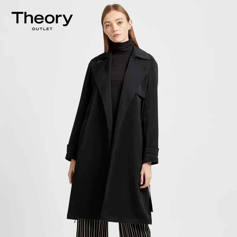 Теория outlet женский плащ-халат с широким лацканом длинные рукава trench coat K105401R