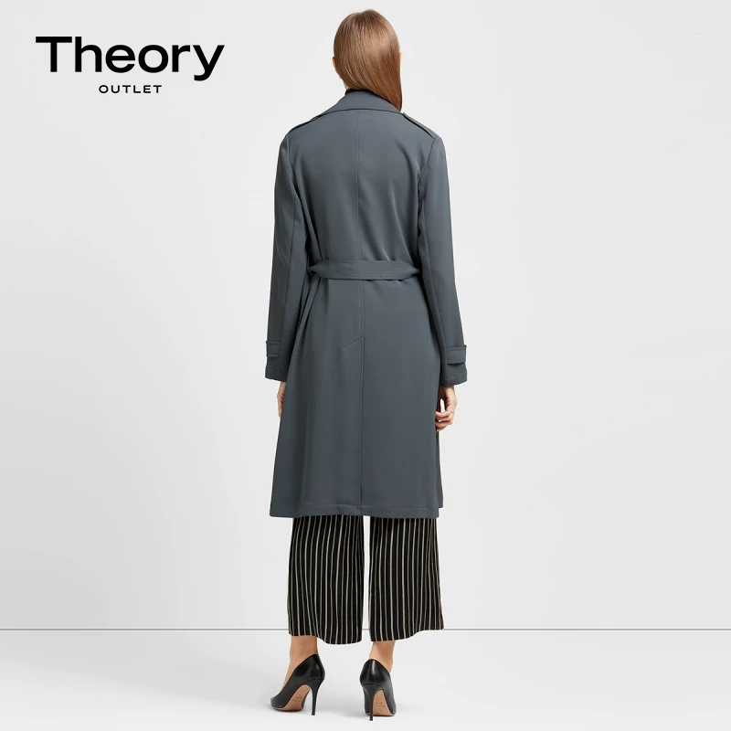 Теория outlet женский плащ-халат с широким лацканом длинные рукава trench coat K105401R