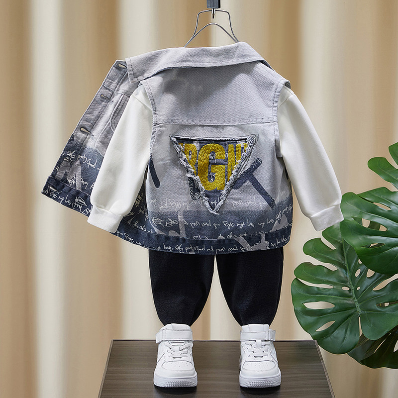 Boy Cowboy Waistcoat Spring Autumn 2022 New Children's Foreign Pie Outside Wearing Vest Men's Baby Spring and Children's Horse Clip Tide