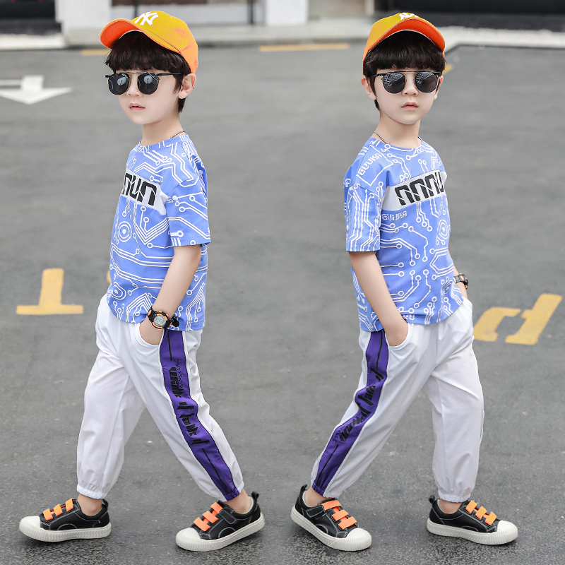 Boy Yang Shuai bộ bình thường 2020 mùa hè Hàn Quốc phiên bản của quần chống muỗi mỏng trẻ em mới ngắn tay hai mảnh bộ.