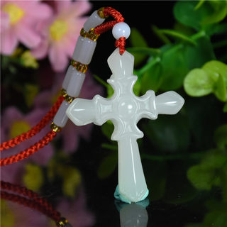 Xinjiang Hetian Jade Cross Pendant White Jade Cross Jade Pendant Necklace for Men and Women