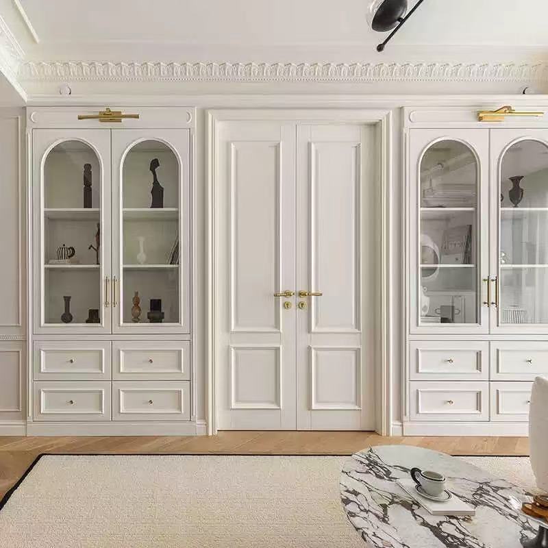 French-Style Vintage Cream-Colored Double-Door Bedroom Door, Trendy Light Luxury Door, Lacquered Solid Wood Door French-Style Vintage Cream-Colored Double-Door Bedroom Door, Trendy Light Luxury Door, Lacquered Solid Wood Door