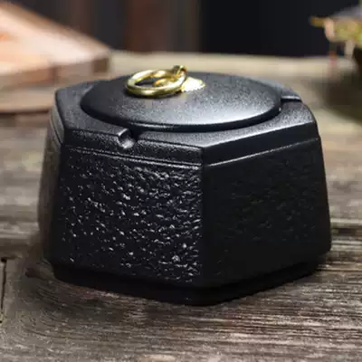 Ceramic ashtray with cover anti-fly ash large creative personality retro simple office home living room logo customization