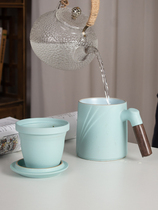 Ceramic tea cup with lid frosted water cup filter tea water separation meeting office personal special custom logo