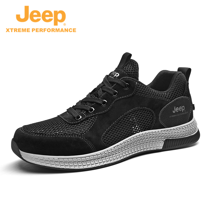 Black Hollowed Out J111291242jeep jeep Men's Shoes summer Versatile man leisure time shoes male Fashion shoes genuine leather Hollow out reverent Mesh surface gym shoes