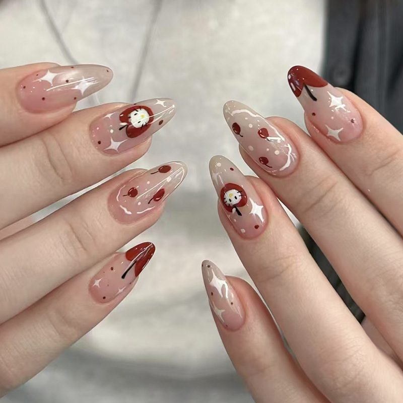 Summer Fruit Starburst Cute Cat Manicure Wearable Manicure Cartoon Whitening Removable Student Fake Nail Patch