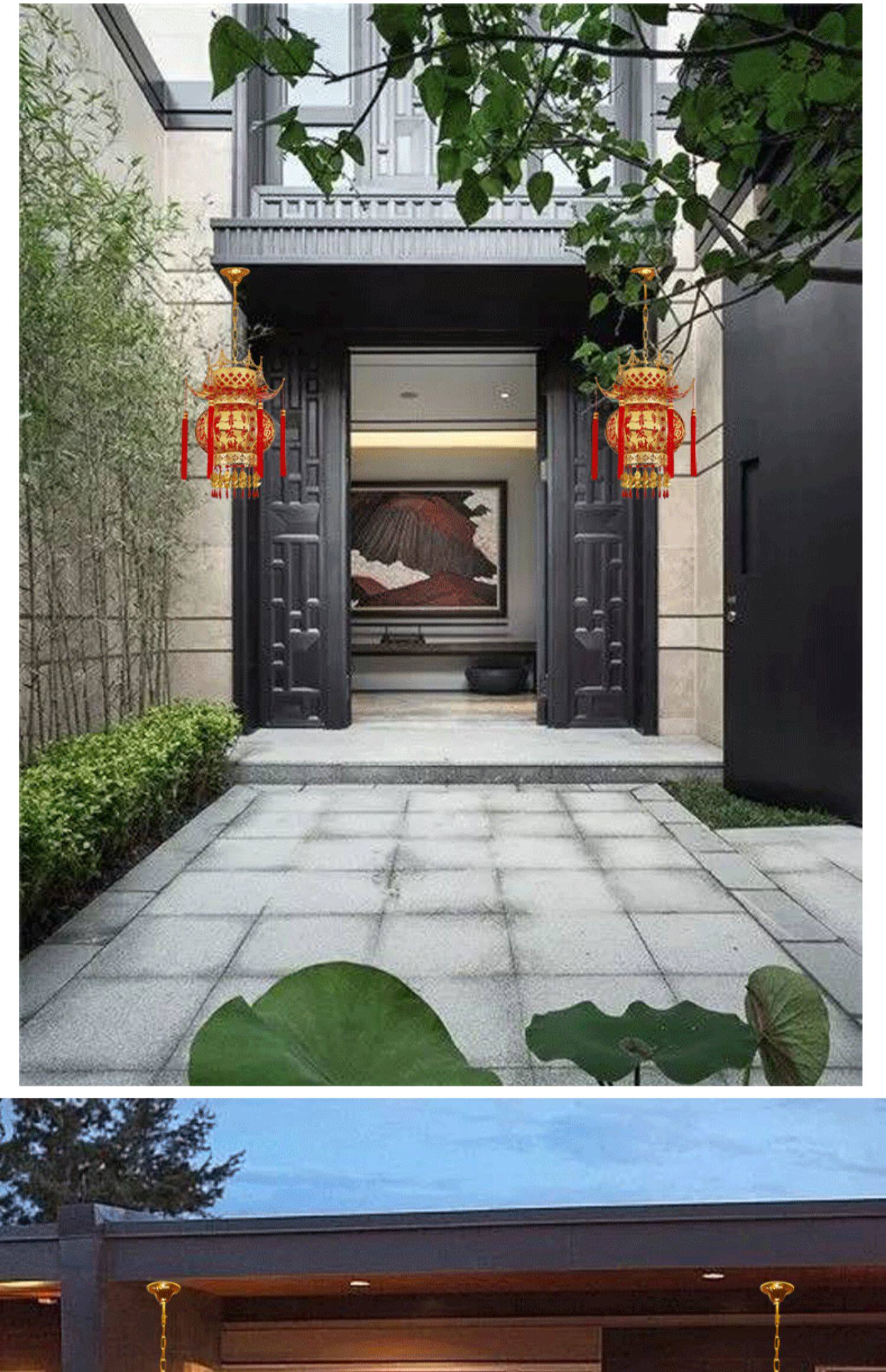 灯笼挂饰过新年2024春节户外阳台别墅大门口七彩led旋转走马灯-阿里巴巴