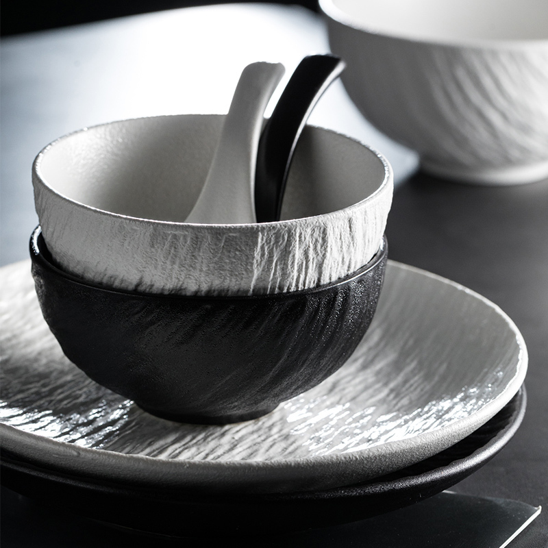 Rock-Patterned Ceramic Bowl, High-End New Style, Beautiful Small Bowl, Japanese-Style Rice Bowl, Household Soup Bowl, Noodle Bowl, Tableware Set Rock-Patterned Ceramic Bowl, High-End New Style, Beautiful Small Bowl, Japanese-Style Rice Bowl, Household Soup Bowl, Noodle Bowl, Tableware Set