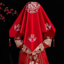 Xiuhe bridal hijab 2024 Chinese style wedding embroidery tassel covered head red gauze scarf high-end wedding supplies