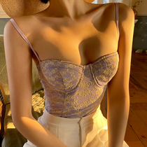XIAOLI drunk dream lace floral small suspenders inside the hot girl vest summer outside wearing thin sleeveless one-piece top women