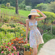 XIAOLI◆Liberty puppy simulation silk floral suspender dress 2021 spring thin skirt female summer