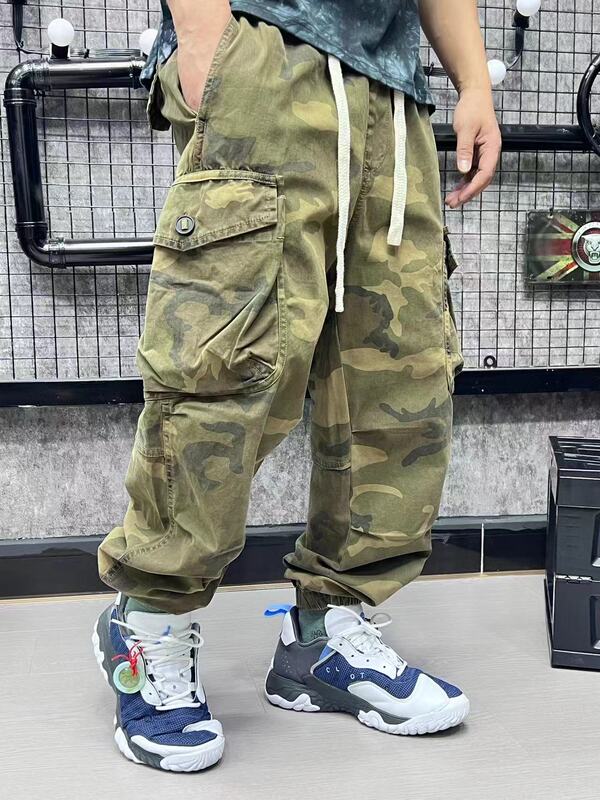 Military Style Stone Island Camouflage Multi-Pocket Casual Leggings Overalls