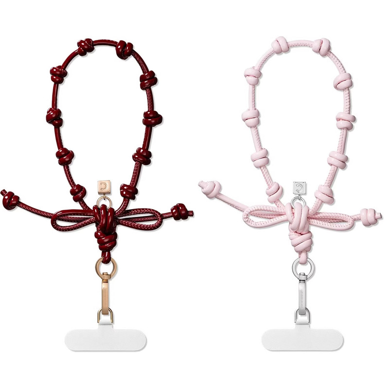 Ruby Red Bowknot Wristband Chain Lanyard Wrist Strap Celebrity Style Keychain Accessory