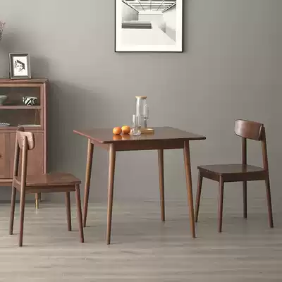 Black walnut square dining table and chair combination full solid wood square table modern simple Nordic home small family dining table