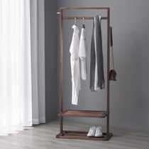  Black walnut solid wood coat rack New Chinese style hanger Floor-to-ceiling bedroom household light luxury modern simple porch hanger