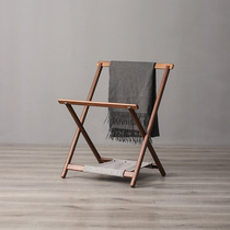  Black walnut coat rack Solid wood pants rack hanger floor-to-ceiling bedroom modern simple folding household indoor hanger