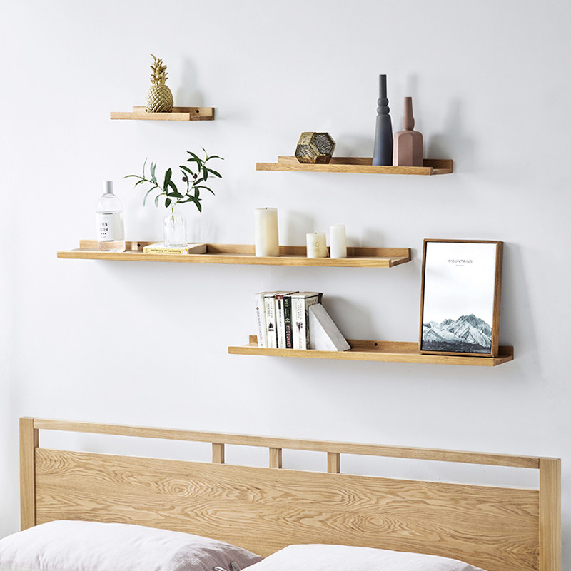 Nordic style solid wood wall shelf hanging wall living room dining room background wall decoration hanging wall wall decoration word partition