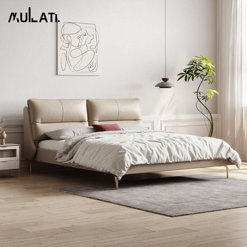 Wood Lati Light Extravagant Modern Master Bedroom With Real Leather Bed Genuine minimalist soft bunk bed minimalist with a new double wedding bed