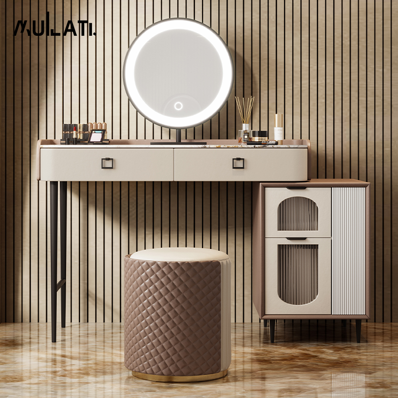 Mulati Light luxury rock slab dressing table Italian minimalist small apartment dressing table bedroom modern solid wood ins style
