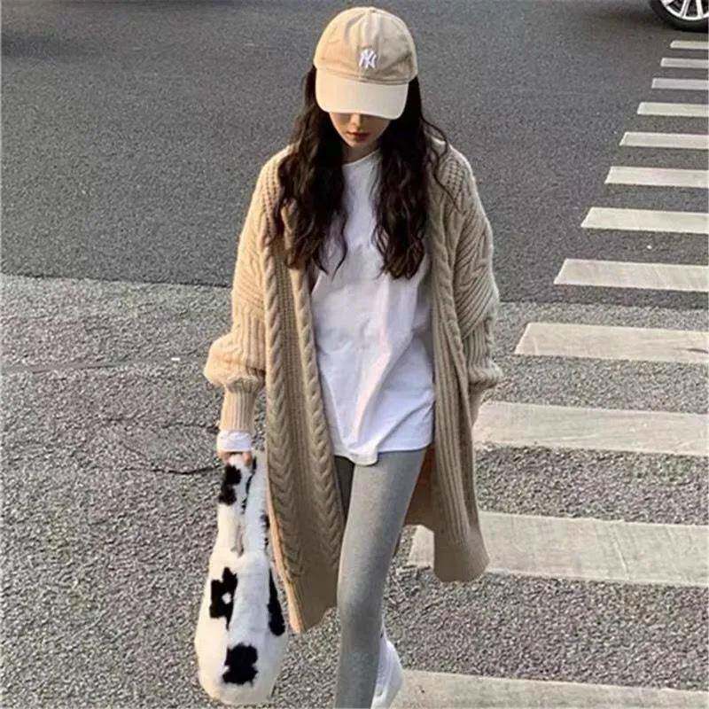 Sweater women wear 2021 new explosions in autumn and winter oversize loose lazy retro Japanese long knit coat