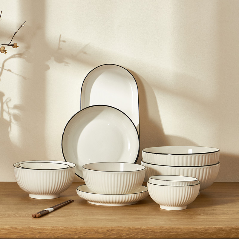Japanese Yamada Ceramic Bowl Large Bowl Tableware Set Household Rice Bowl Noodle Bowl Porcelain Bowl Eating Soup Bowl Student Bowl