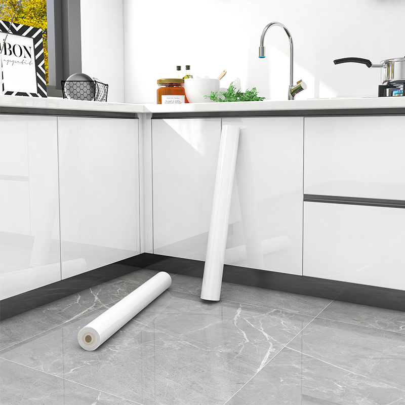 Overall cabinet sticker marble furniture Furniture Renovated Kitchen Cabinet Door Waterproof anti-oil self-adhesive resistant wood grain stickers