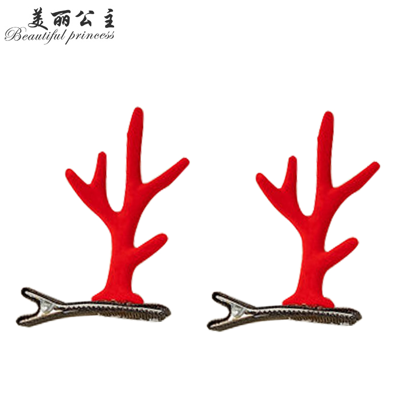 【圣诞节疯抢】可爱小鹿角发夹一对-秒客网