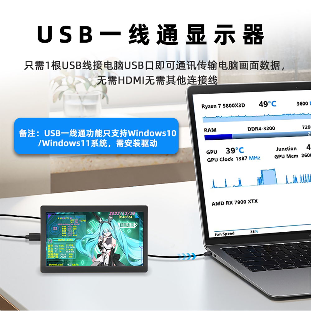 5寸Type-C机箱USB副屏显示器：办公娱乐两不误，高清IPS监控神器！-便携显示器-淘宝好物网