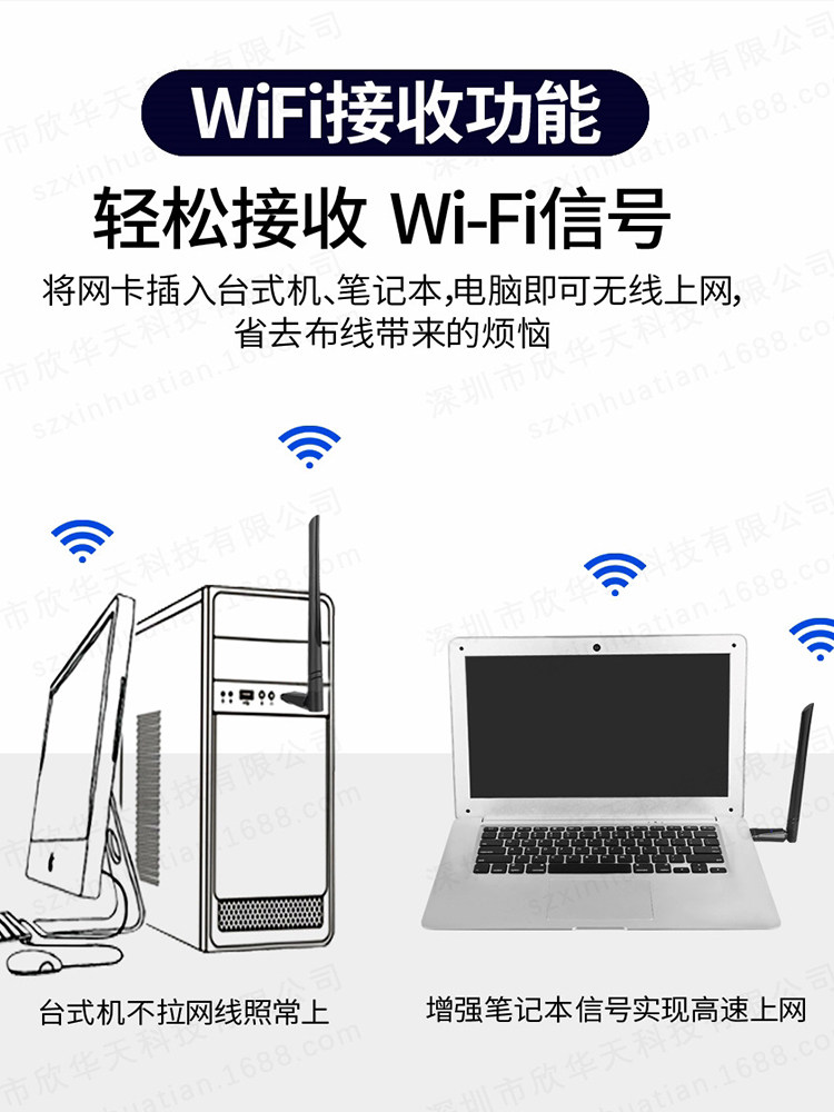 Longqi Driver-Free Wifi6 Wireless Network Card USB High Gain Desktop Laptop Portable Wifi Transmitter Receiver Plug and Play 300m Mini Network Signal Connection Hotspot