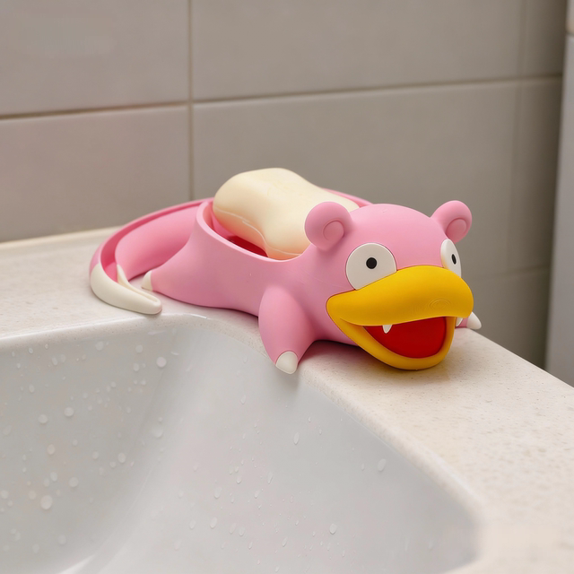 Pokémon Slowpoke Creative Soap Dish Soap Holder with Drainage, Cute Home Decor
