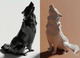 Black and White Minimalist High-End Version Howling Wolf Popular Art 3D Trendy Sculpture Geometric Model