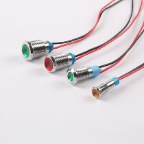 Metal indicator lights LED 6 8 10 12mm waterproof wire power signal lights high light beads of various voltages